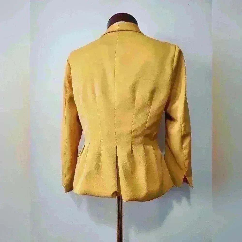 DOE & RAE mustard yellow pleated lightweight blazer.  Size medium - Picture 8 of 14